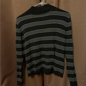 Striped Gray and sparkly white mock neck Sweater